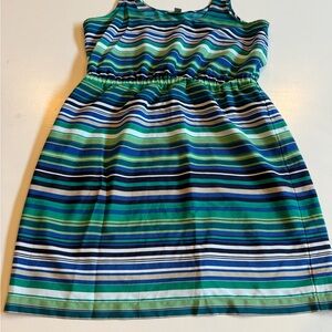 LOFT dress Blue and Green Stripes
